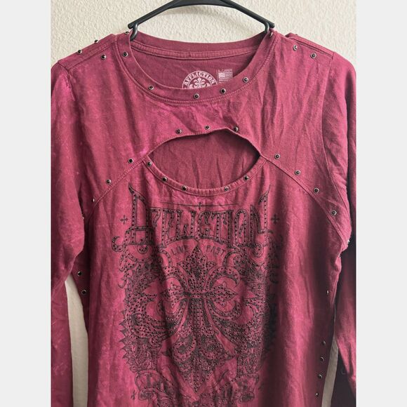 Women's Buckle Affliction Long Sleeve Studded Top Size XL - Picture 3 of 7